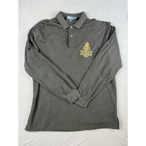 Polo Ralph Lauren Shirt Mens XL Classic Fit Crest Patch Long Sleeve Polo Black